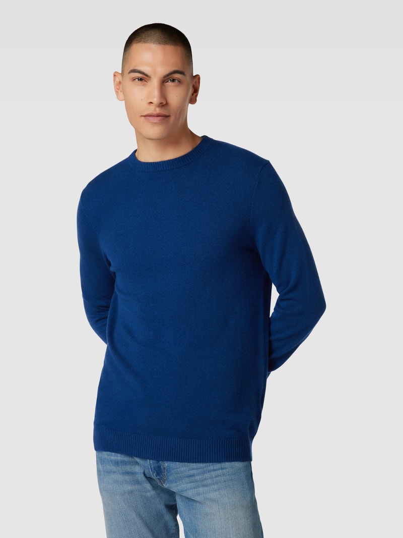 Strickpullover aus Kaschmir mit Rundhalsausschnitt in marineblau meliert