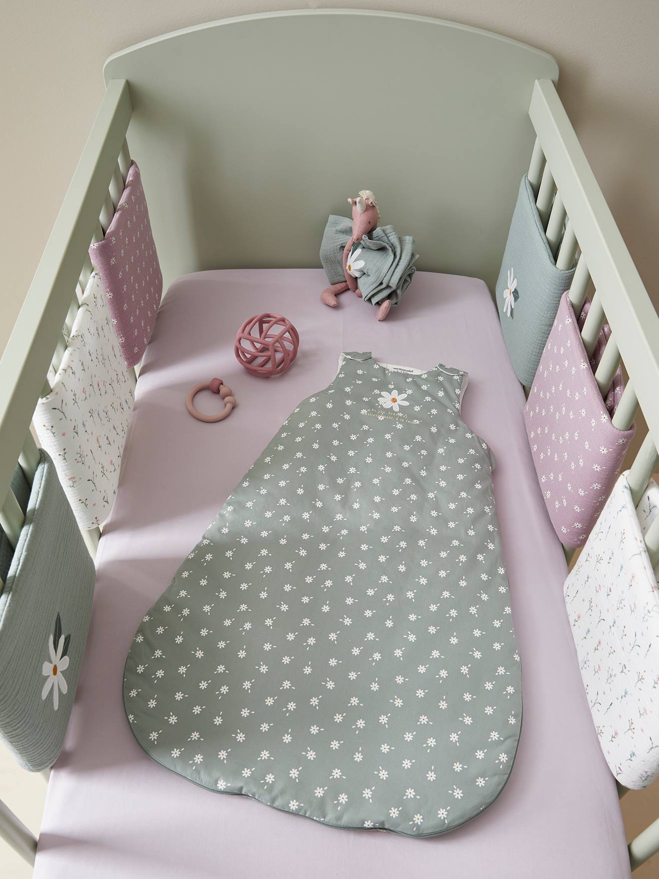 Vertbaudet Baby Bettumrandung/Laufgitter-Polster PROVENCE Oeko-Tex - mehrfarbig
