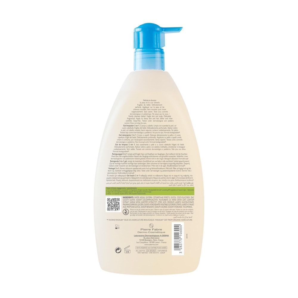 A-Derma A-Derma - Primalba - Gel lavant douceurbébé 2 en1 corps et cheveux 750ml Gel douche