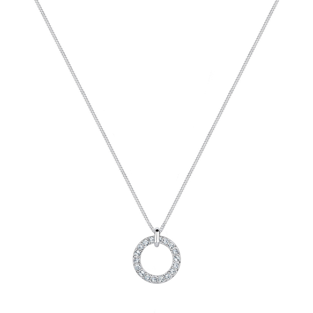 Elli Elli Collier Femmes Pendentif Géo Cercle avec cristaux en argent sterling 925 collier