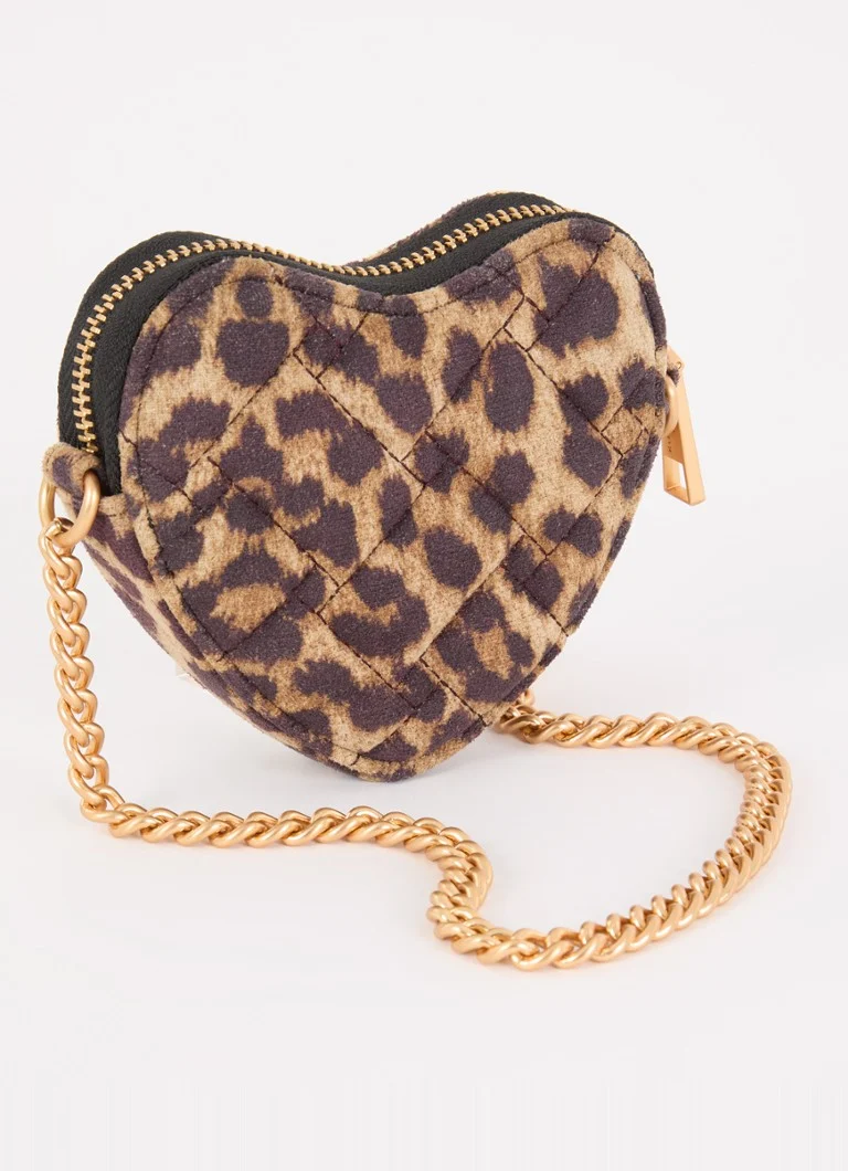Kurt Geiger Micro Heart crossbody bag with leopard print