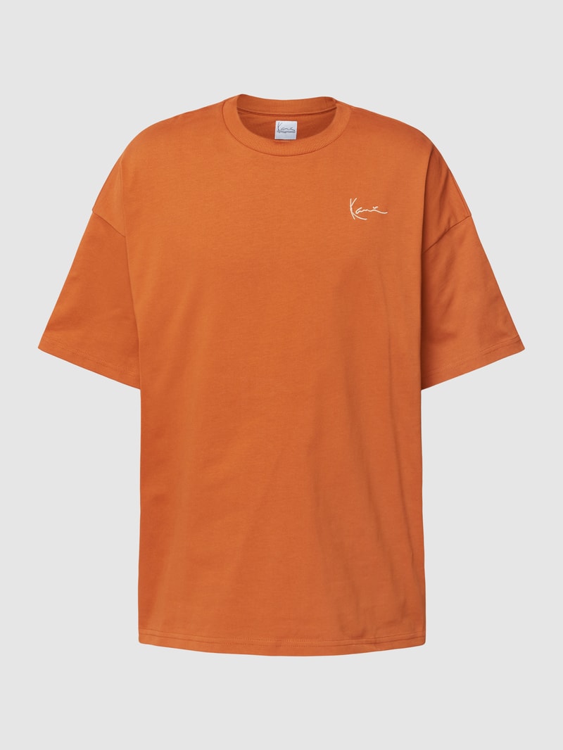 T-Shirt mit Label-Stitching in haselnuss braun