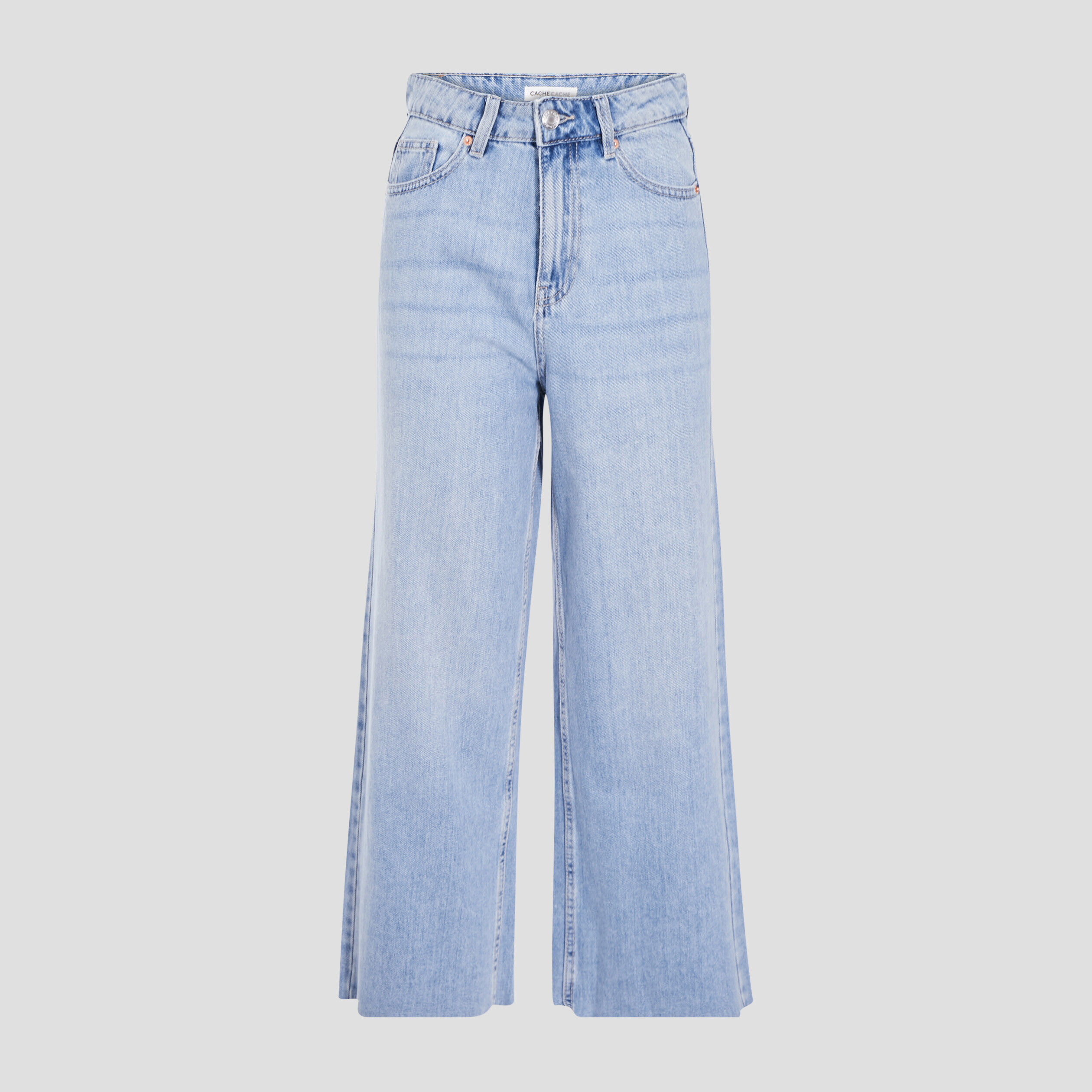 Jeans wide leg 7/8ème denim bleach femme | Cache Cache