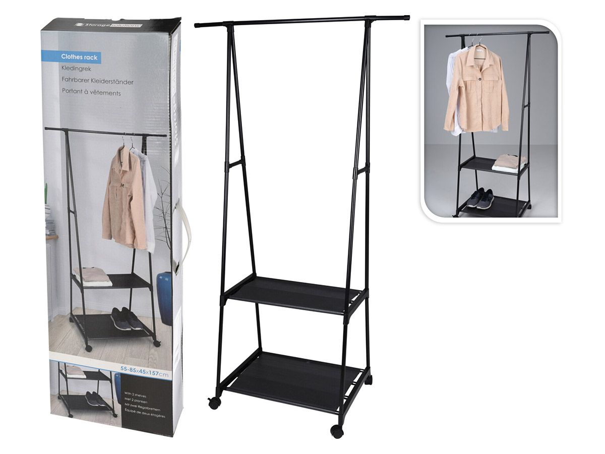 Storage Solutions Kleiderständer mit 2 Regalen