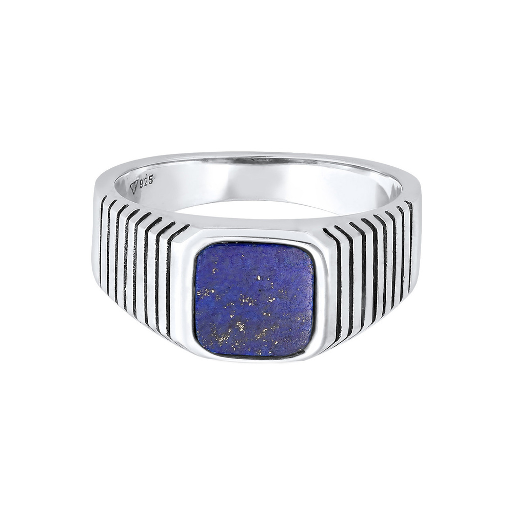 KUZZOI KUZZOI Bague Hommes Sceau Carré Massif Tendance avec Sodalite en Argent Sterling  Bague