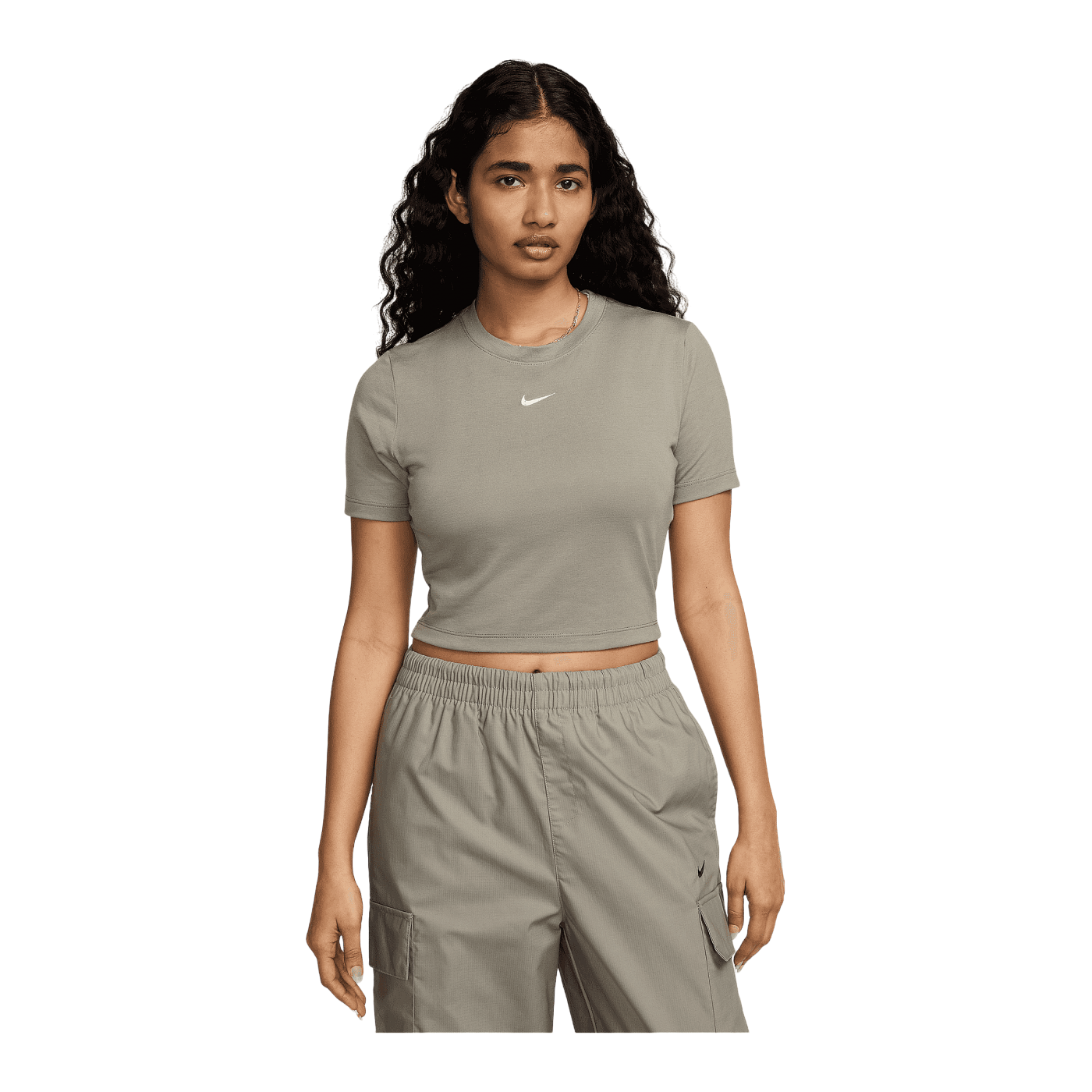Nike Essential SLM Crop T-Shirt Damen Beige F320