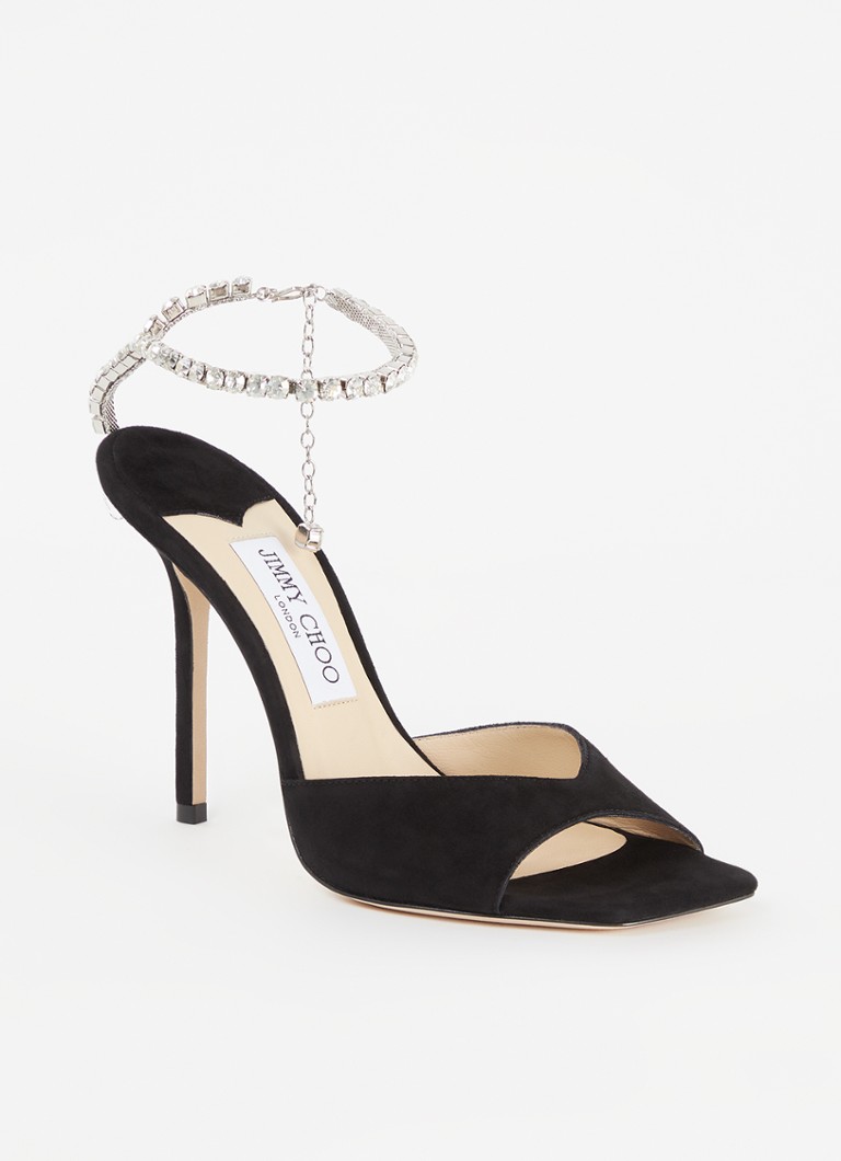 Sandales Jimmy Choo SAEDA 100 % daim avec cristaux