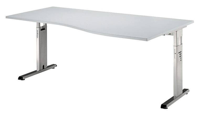 Hammerbacher Matrix Höhenverstellbar Schreibtisch Freiform Melaminharzbeschichtete Spanplatte, Metall C-Fuß 1.800 x 1.000 x 850 mm