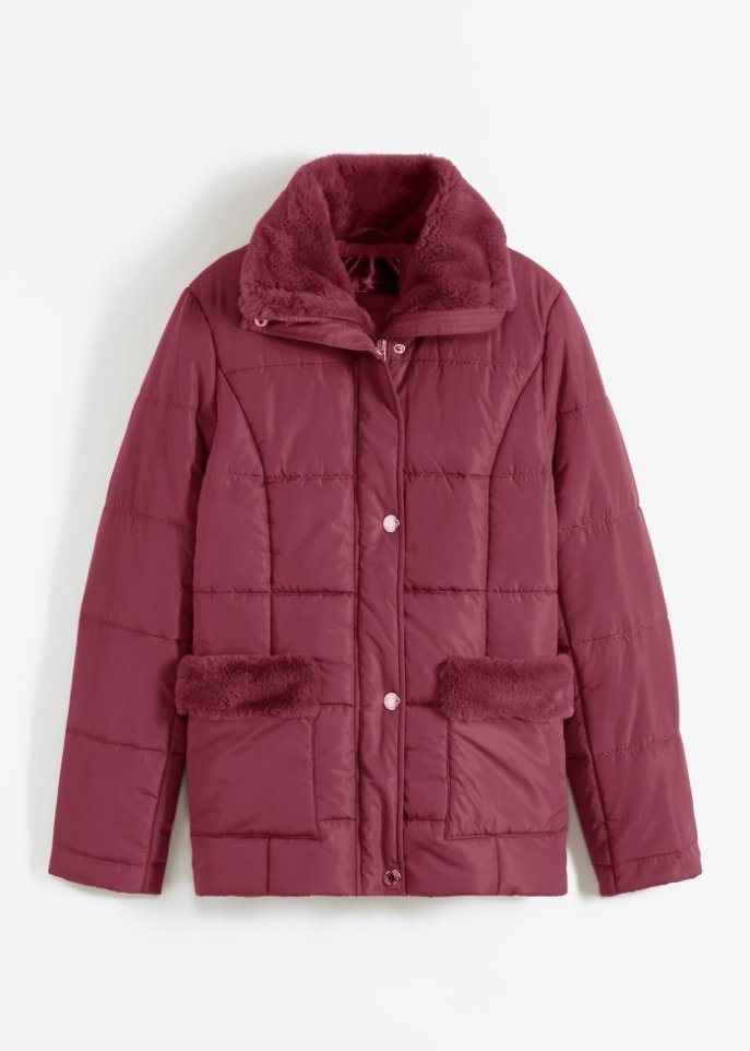 Steppjacke mit Fellimitatbesatz