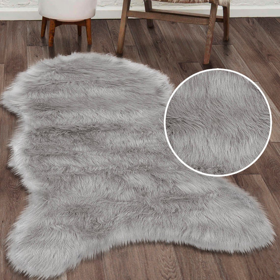 Hochflor-Teppich Valeria Fellteppich kuschelig, Home affaire, fellförmig, Höhe: 60 mm, Kunstfell, Fellform, weiche Teppiche, Schlafzimmer, Wohnzimmer