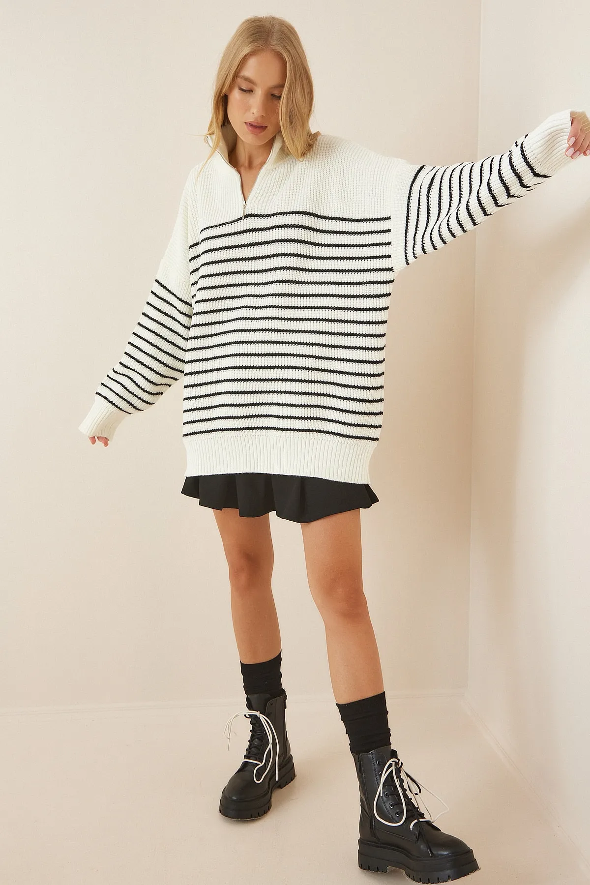 Happiness İstanbul  Pullover - Ecru - Regular Fit