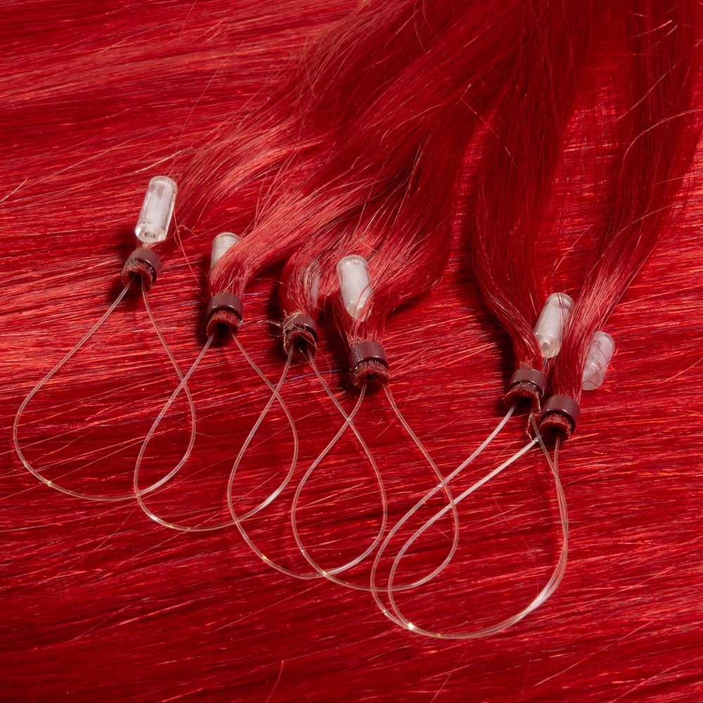 hair2heart Extensions à froid Microring Premium cheveux naturels #rouge 0.5g extensions