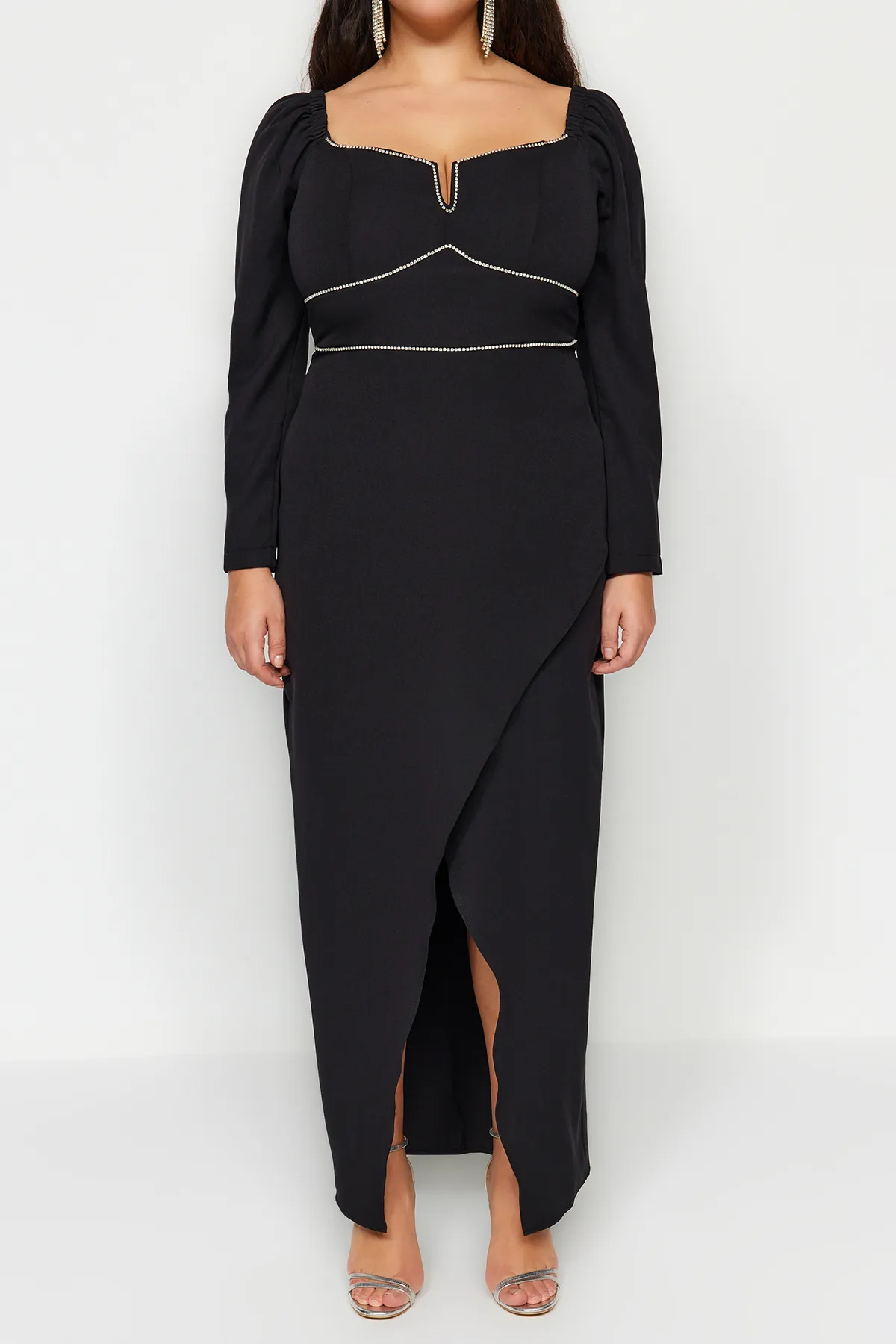 Trendyol Curve  Schwarzes Abendkleid TBBAW24AD00001