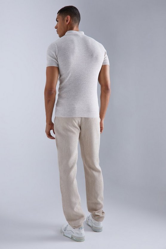 Kurzärmliges geripptes Muscle-Poloshirt