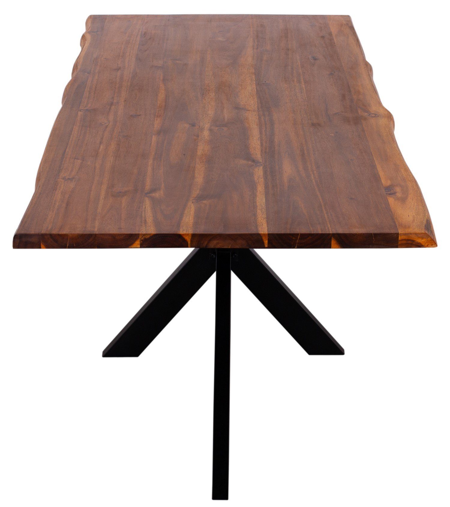 bene living Baumkantentisch Turin - 160 - 200 x 90 cm - Akazienholz, Massivholz - Gestell Kreuz-Form - 3,5 cm Tischplatte - Esszimmer, Büro