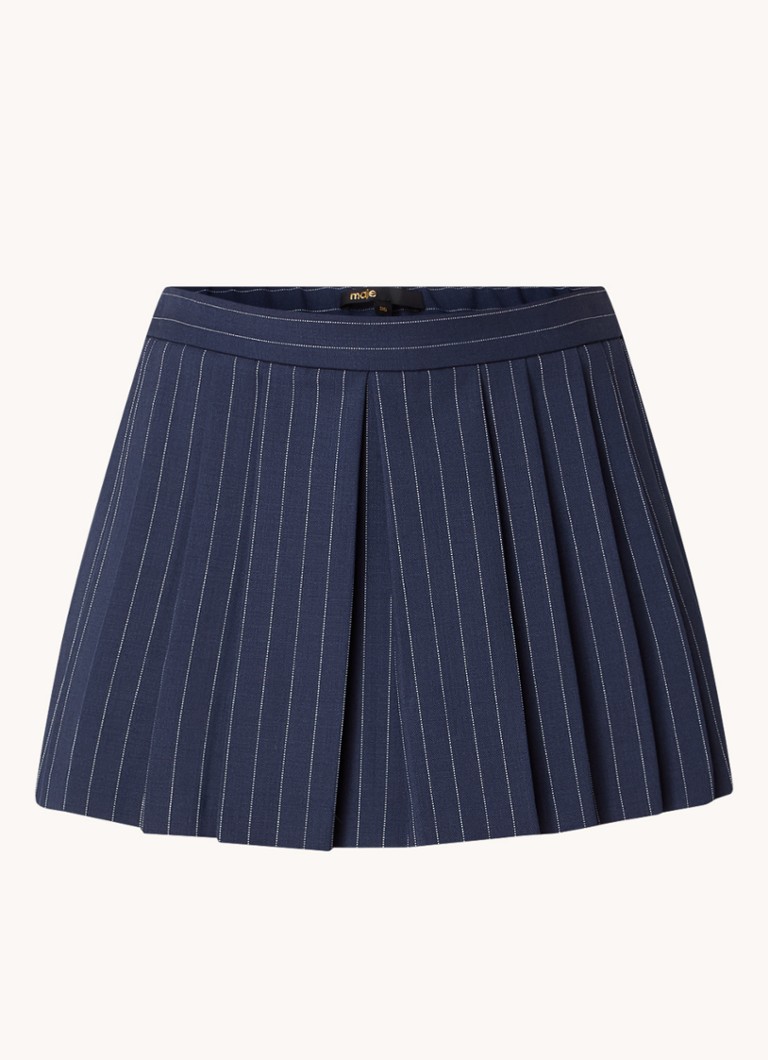 Pantaloni culotte Maje confecționați dintr-un amestec subțire de lână cu dungi