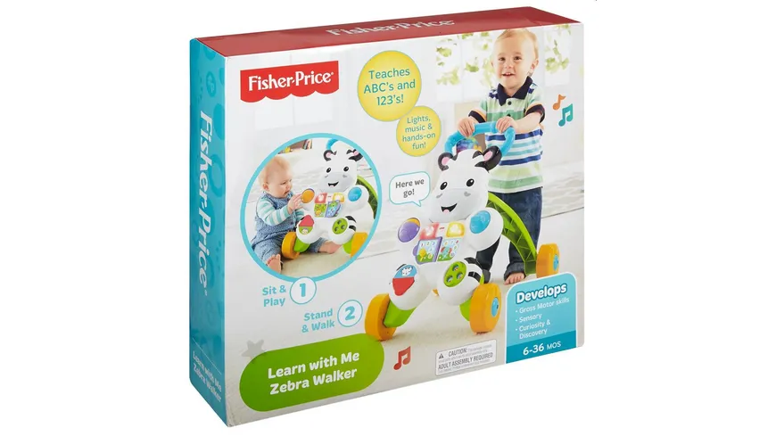 Fisher-Price Lern mit mir Zebra-Lauflernwagen, Baby Lauflernhilfe, Laufwagen