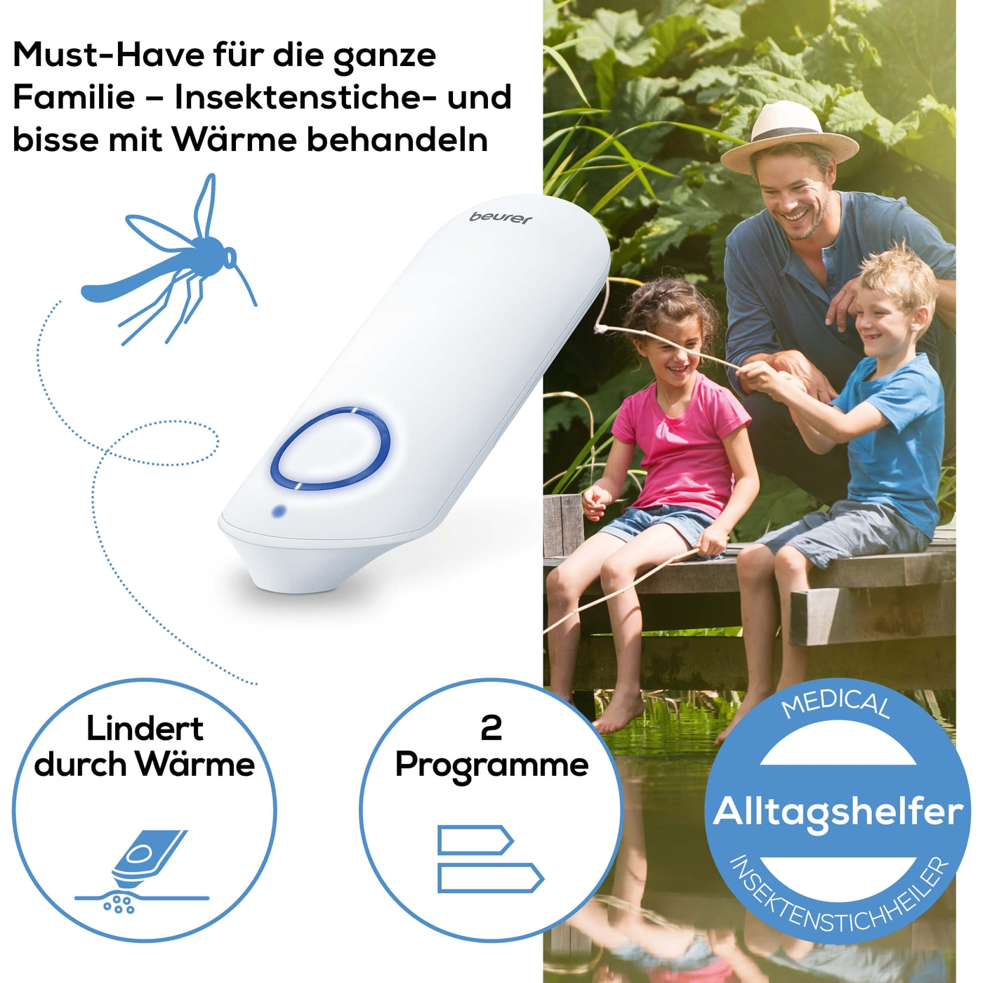 Beurer Insektenstichheiler BR 60-Stichheiler gegen Juckreiz & Schwellungen mit 2 Programmen