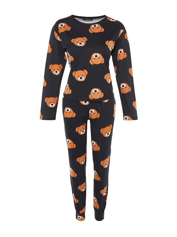 trendyol Pyjama in Schwarz/ Hellbraun günstig kaufen