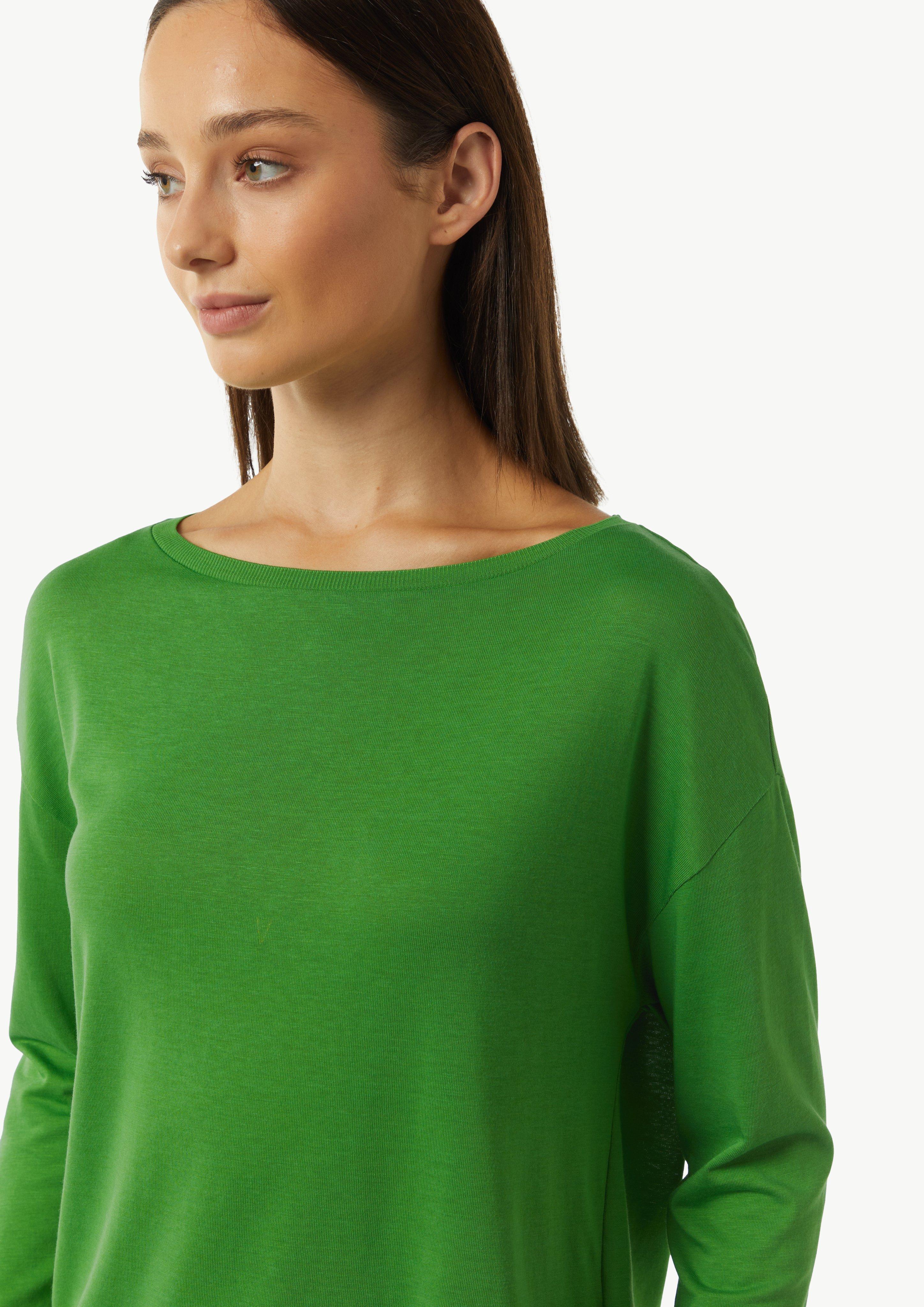Longsleeve aus Strickjersey mit U-Boot-Ausschnitt - grün