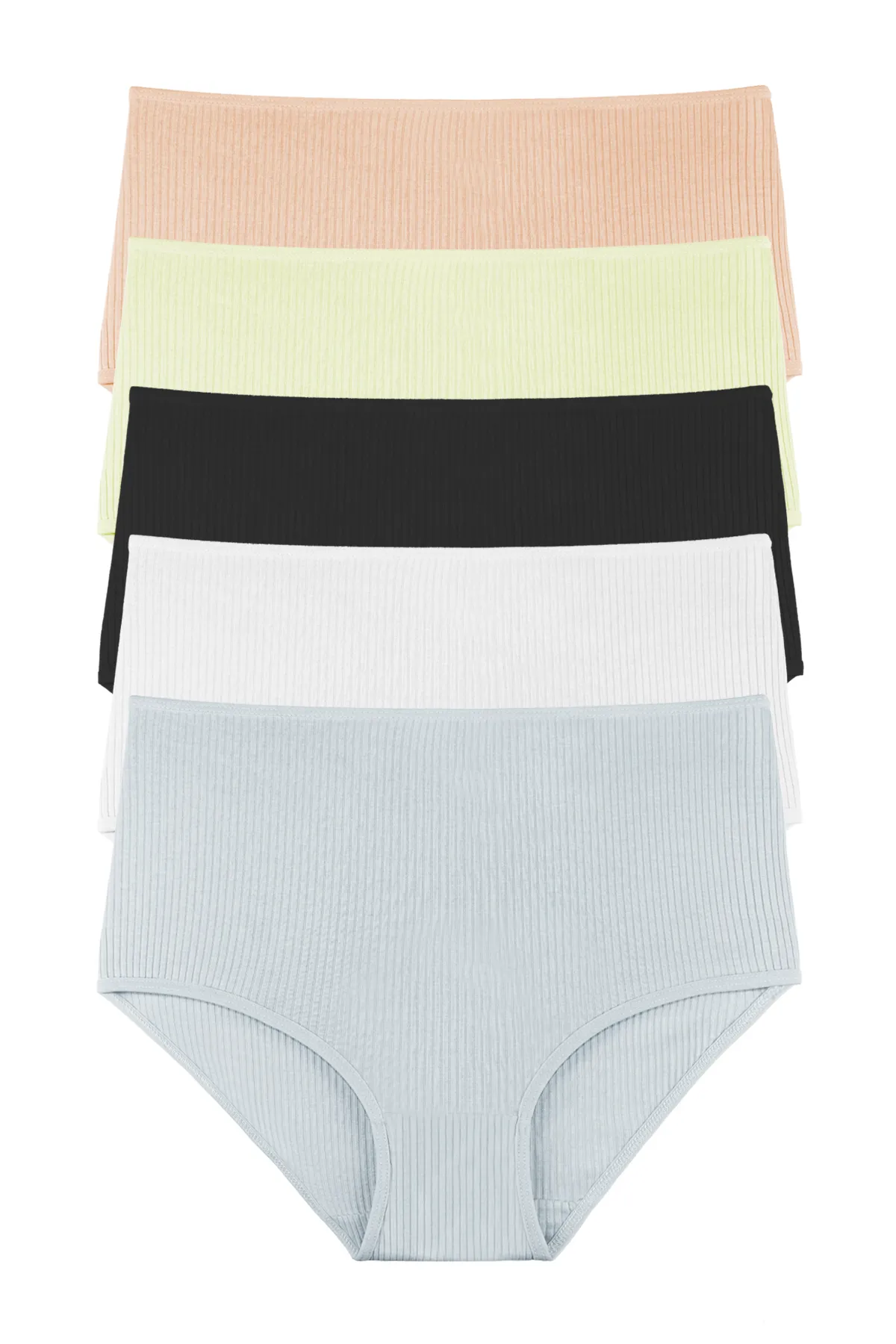 Sensu  5-teiliges geripptes Höschenset mit hoher Taille für Damen - KTS3095