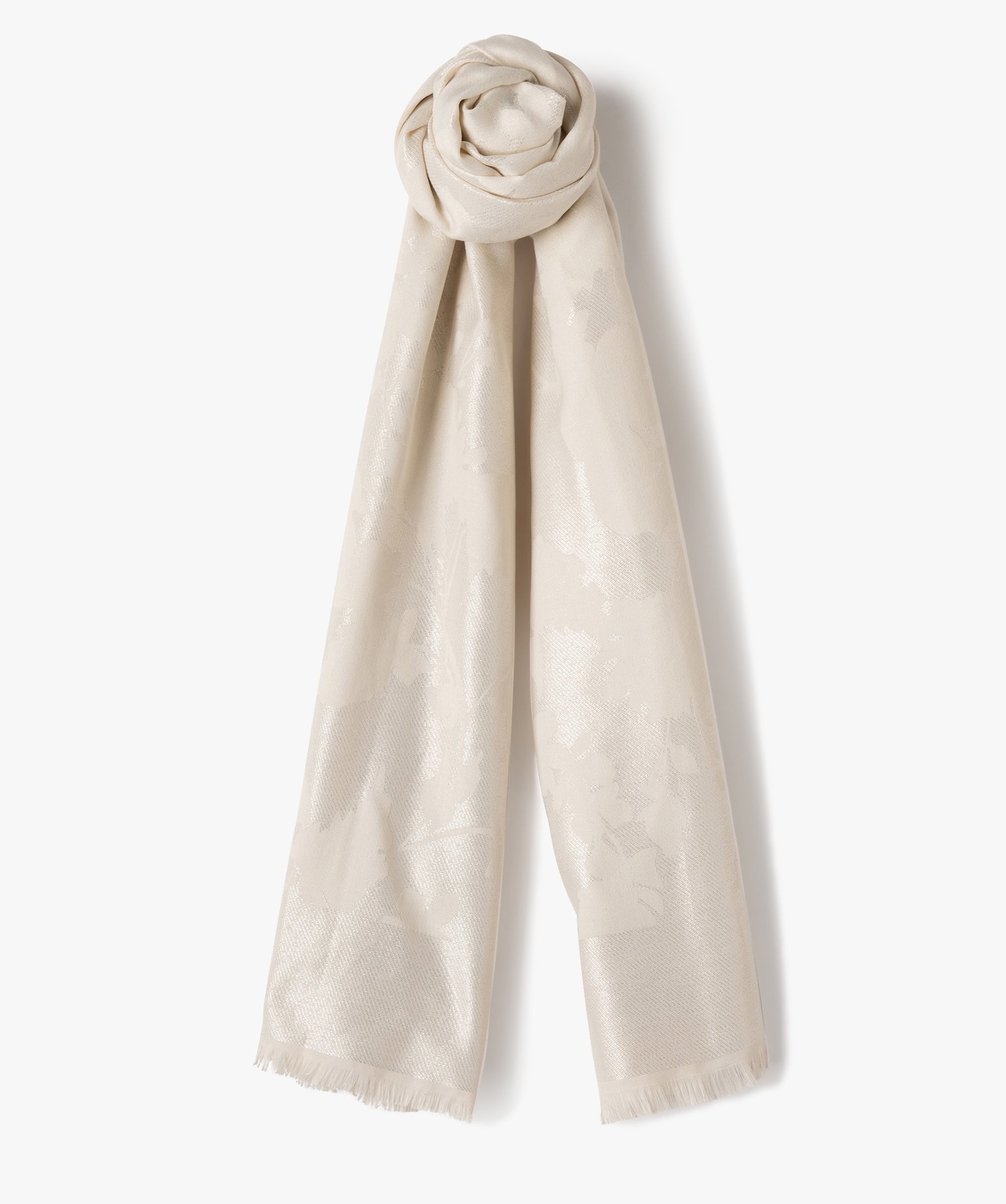Foulard scintillant à motifs fleuris femme ecru | GEMO