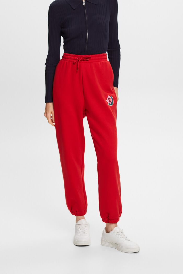 Fleece-Jogginghose mit Logo-Aufnäher