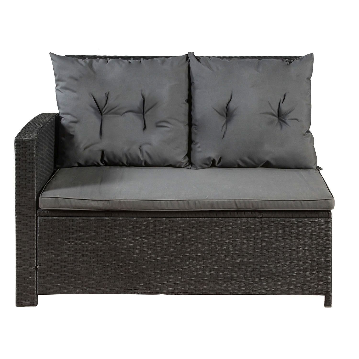 Juskys Gartenlounge-Set Santa Catalina, (Set, Sitzgruppe), 2 zusätzliche Hocker, Tisch mit Glasplatte, Waschbare Bezüge