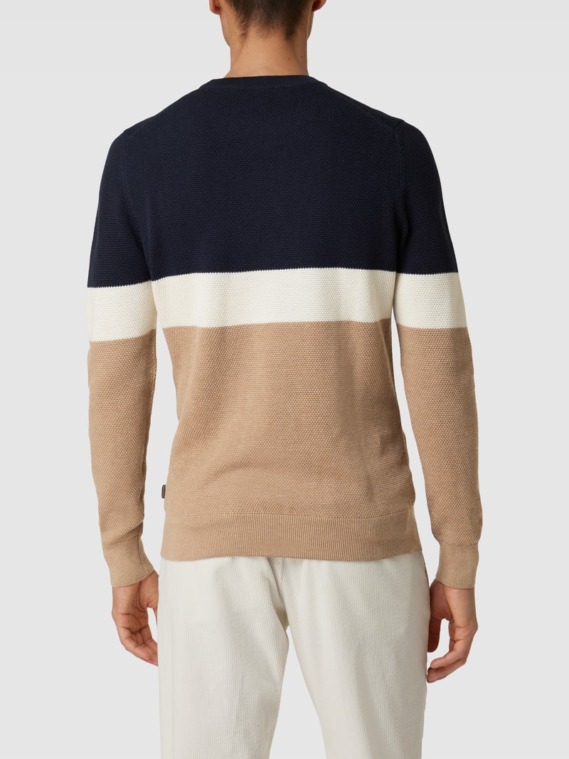 Strickpullover in Colour-Blocking-Design Modell 'Niniano' in marineblau