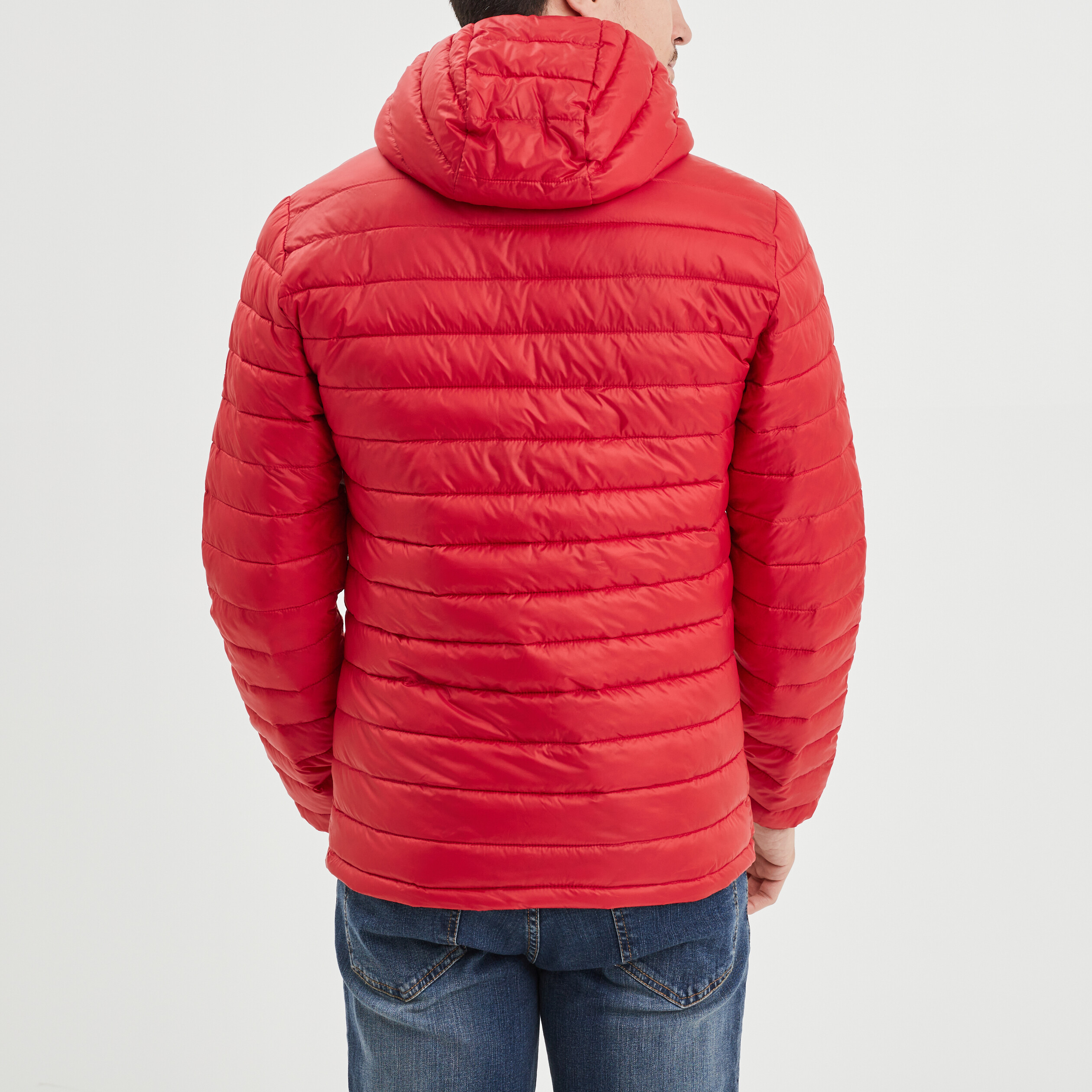 Doudoune légère droite à capuche rouge homme | La Halle