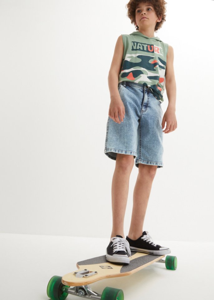 Jungen Baggy Shorts, Hellblau Denim