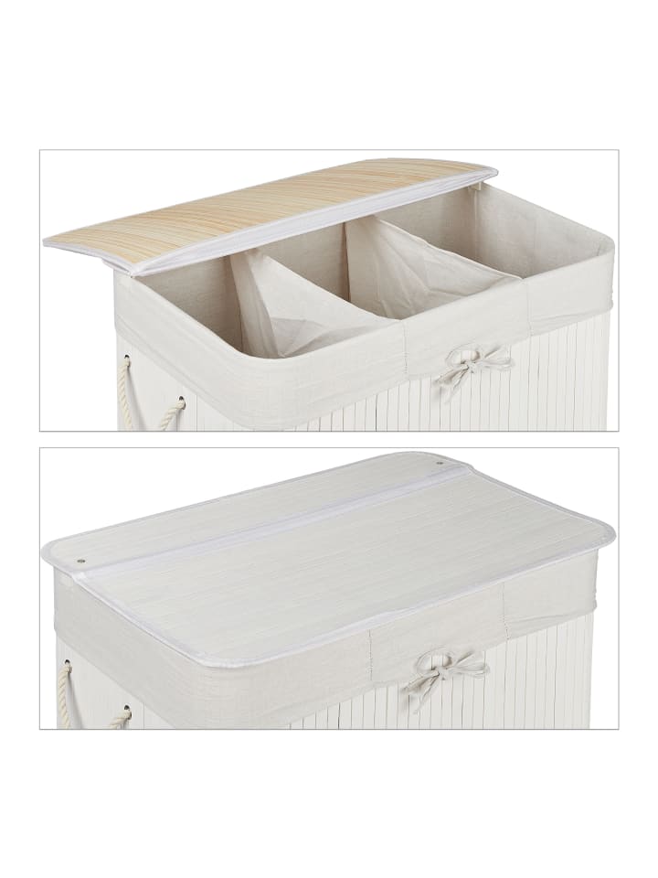 relaxdays Wäschekorb in Weiß - (B)62,5 x (H)62 x (T)42,5 cm günstig kaufen onesize