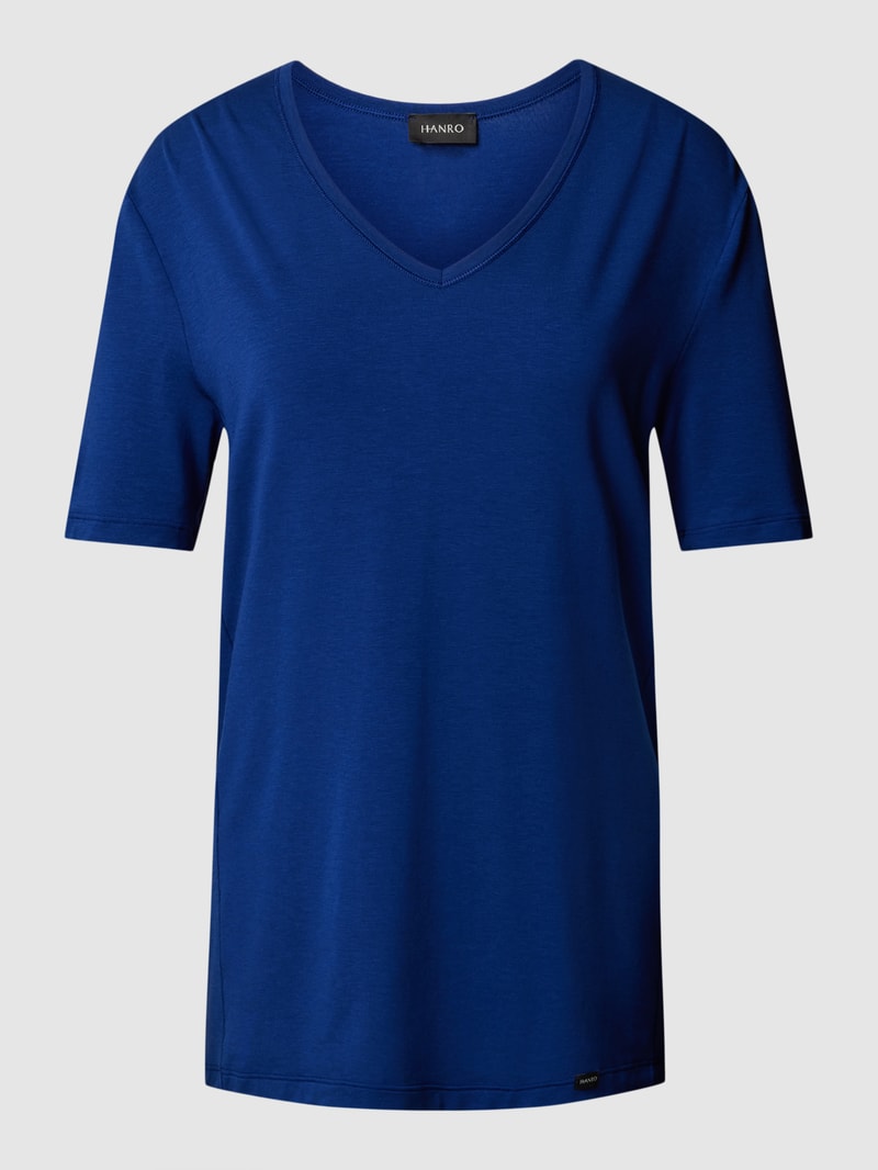 Pyjama-Oberteil mit V-Ausschnitt Modell 'Natural Function' in marineblau