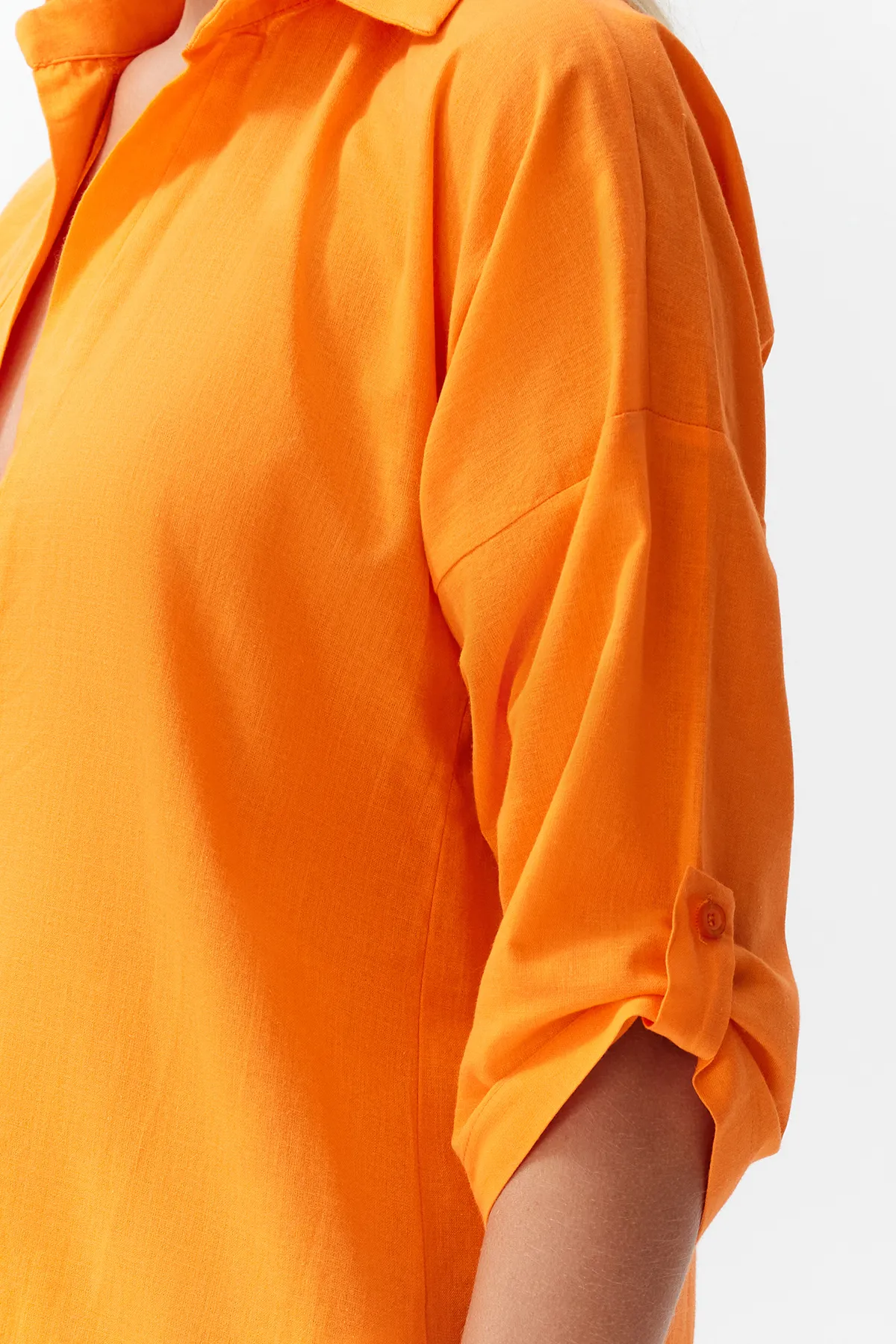 Trendyol Collection  Orangefarbenes, gewebtes Mini-Strandkleid aus 100 % Baumwolle TBESS21EL3979