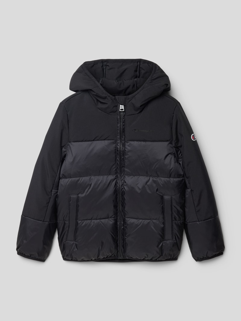 Steppjacke mit Kapuze in schwarz