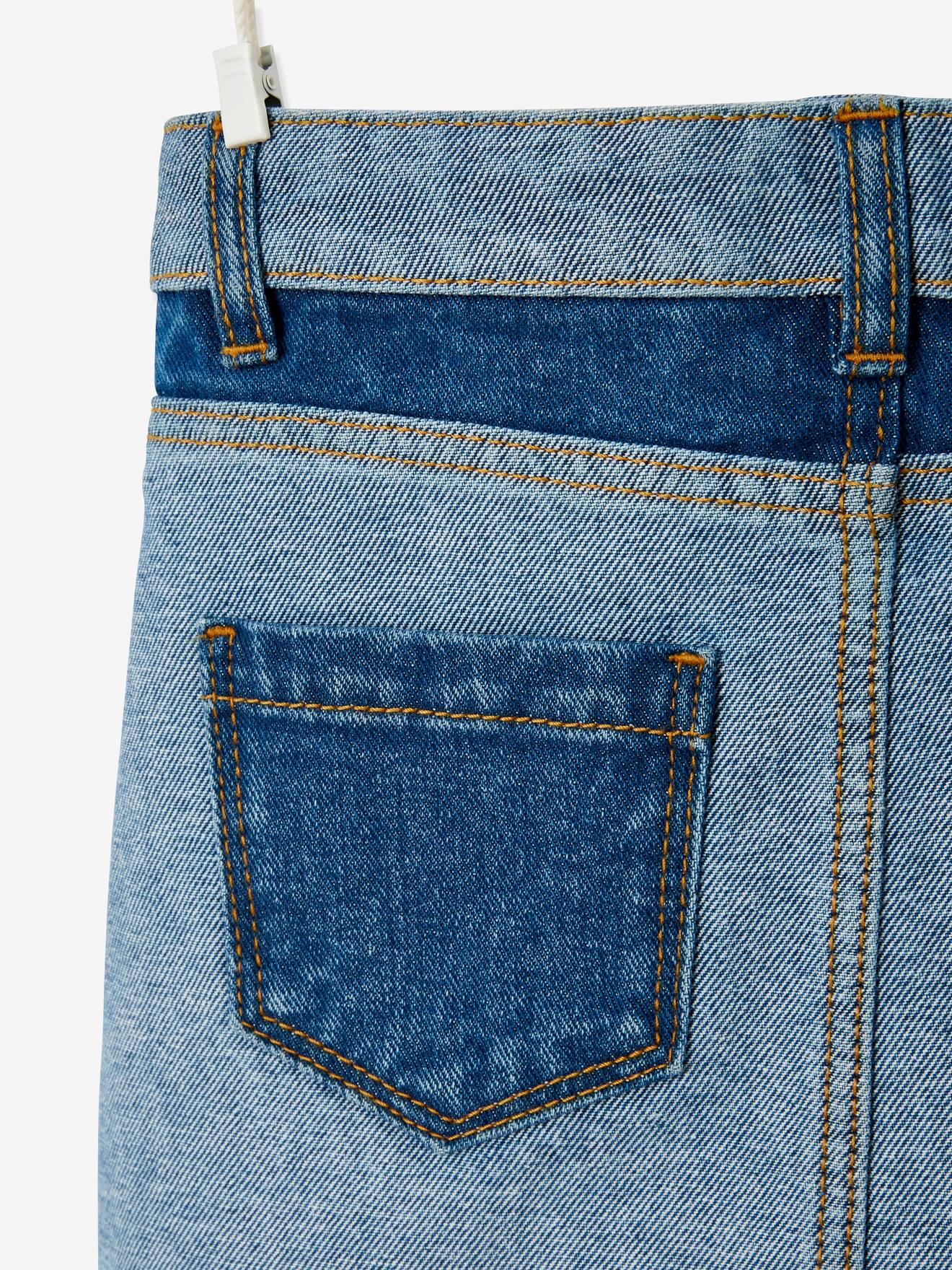 Jupe en jean effet patchwork fille stone