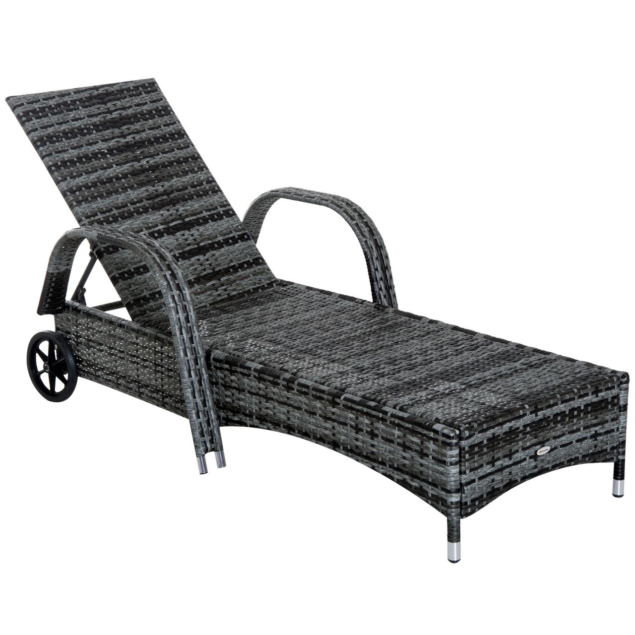 Outsunny Sonnenliege Gartenliege Tisch 3er Set Gartenmöbel Polyrattan Grau