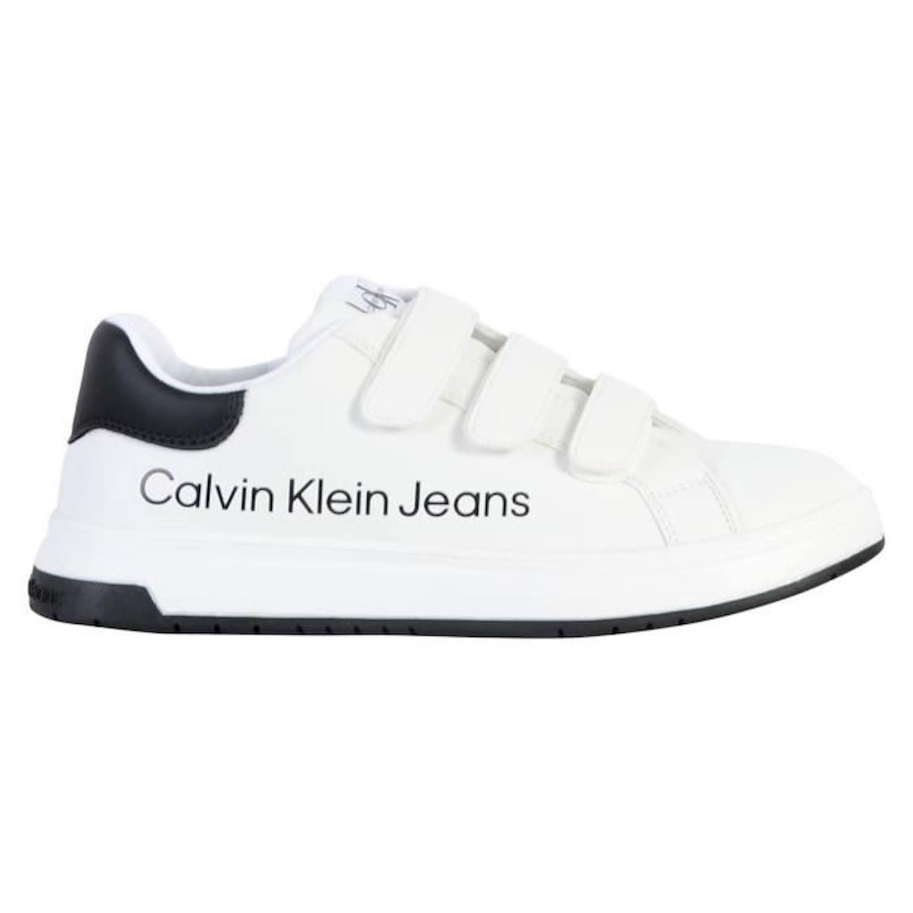 Basket Cuir Calvin Klein Jeans Juniors Low Cut Velcro blanc