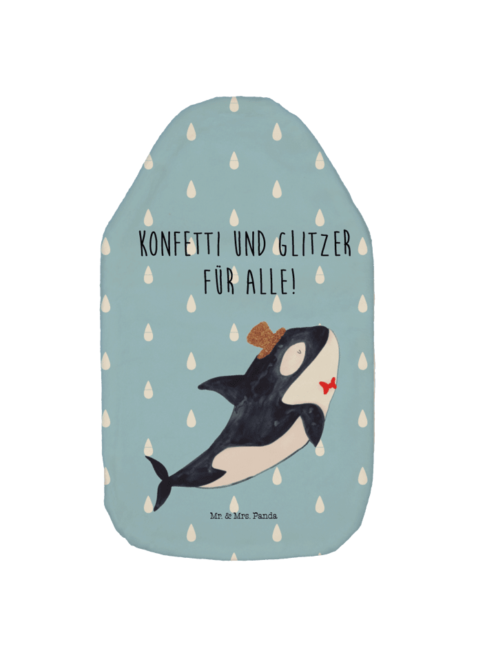 Mr. & Mrs. Panda Wärmflasche Orca Zylinder mit Spruch in Blau Pastell günstig kaufen onesize