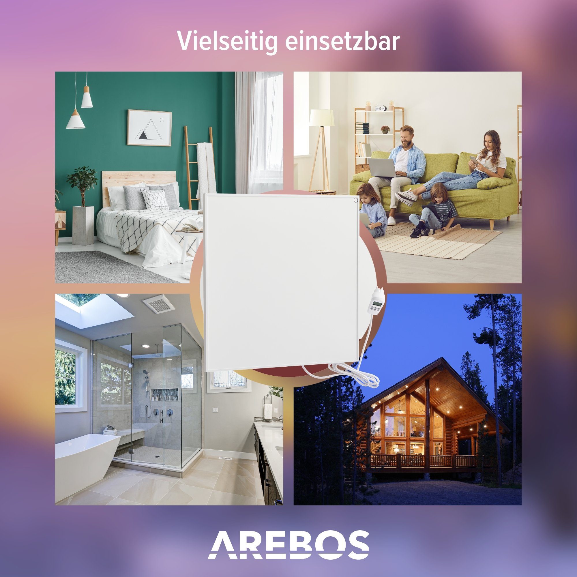 Arebos Infrarotheizung Wandheizung Elektroheizung Heizpaneel Flachheizung 350 W
