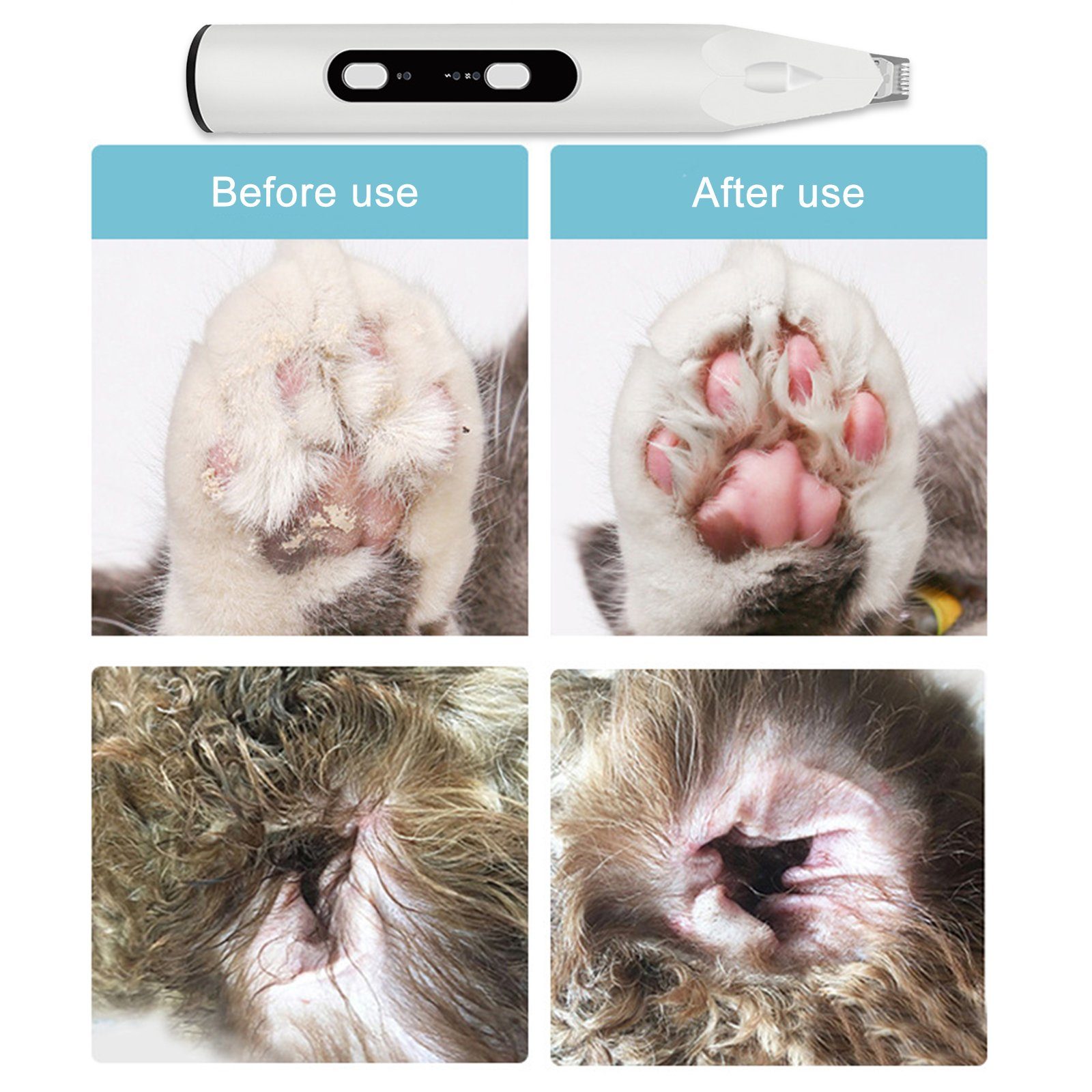 CALIYO Hundeschermaschine Schermaschine hund pfoten Leise hundeschermaschine, für Hunde Katzen Pfoten, Augen, Ohren, Gesicht, Körper
