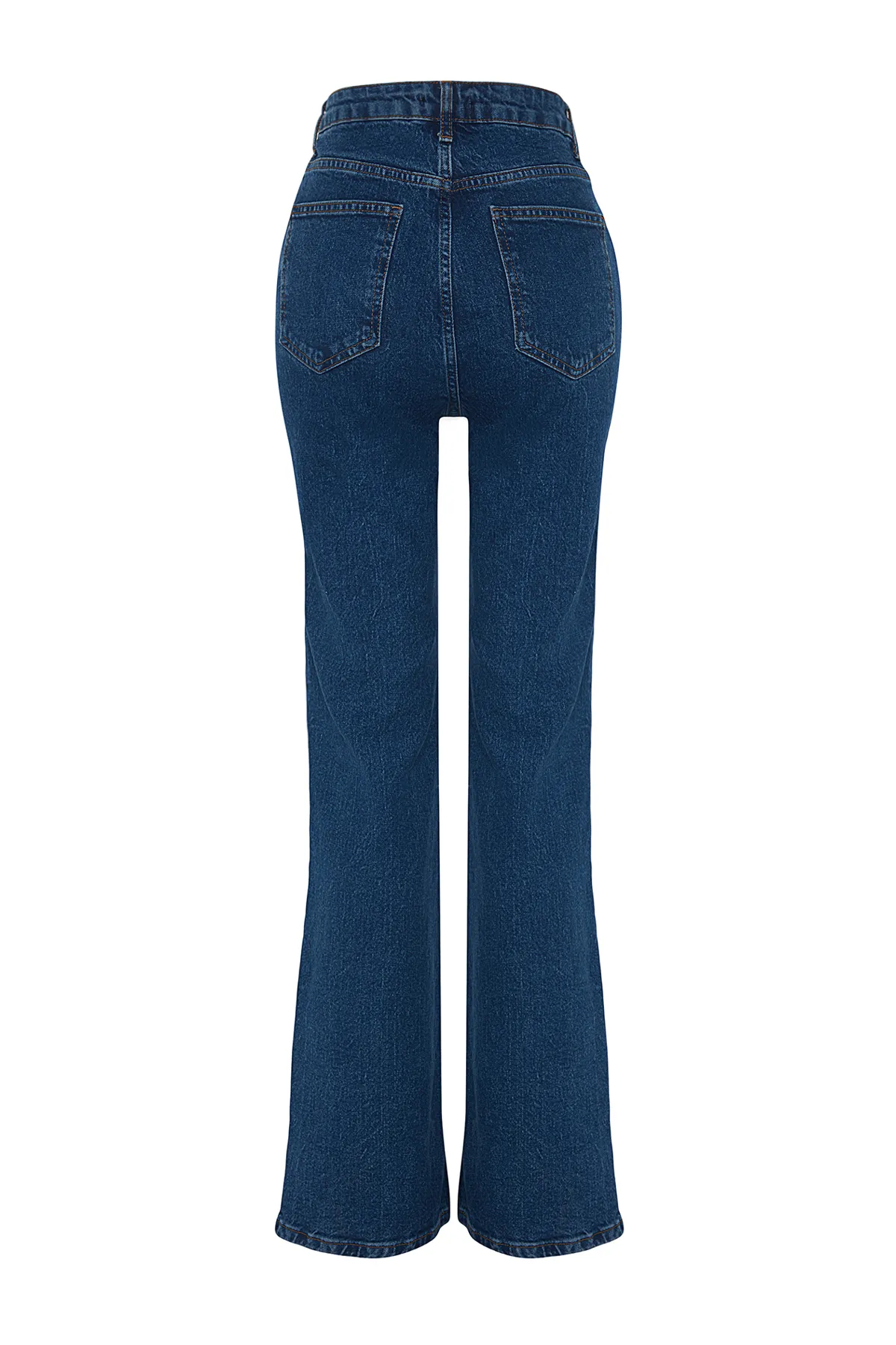 Trendyol Collection  Dunkelblaue High Waist Comfort Jeans mit weitem Bein TWOAW24JE00069