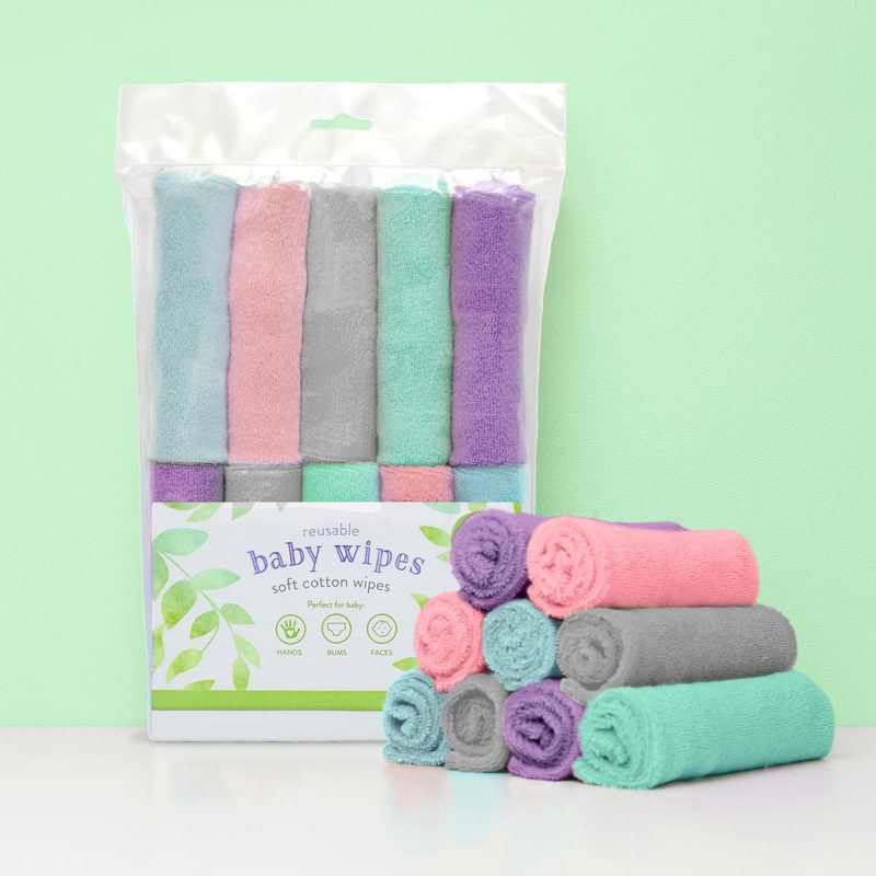 Lot de 10 lingettes bébé lavables Nuage Bambino Mio