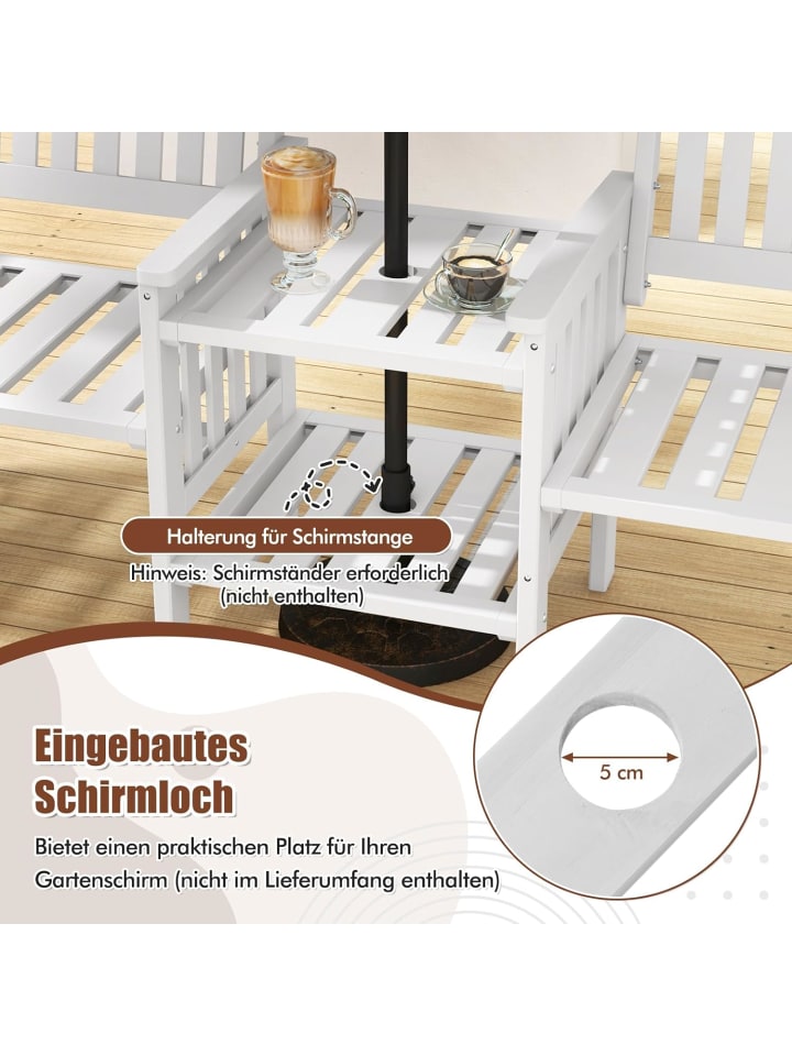 COSTWAY Gartenbank mit Tisch 165x60x88cm in Weiß günstig kaufen onesize