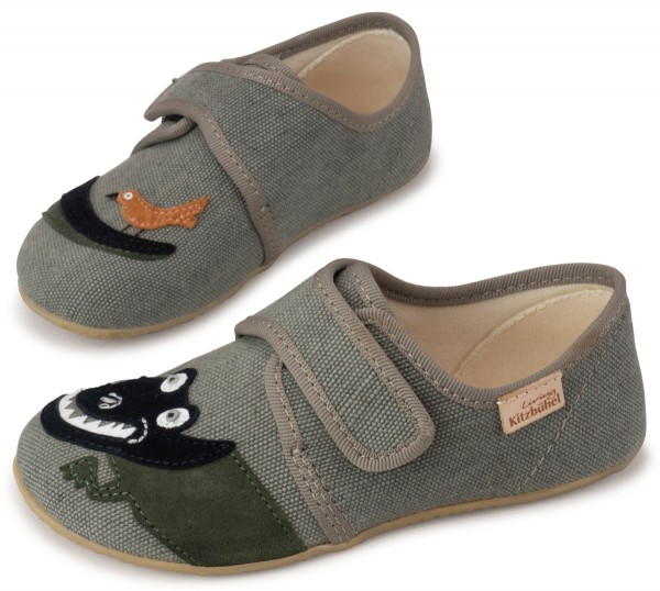 Living Kitzbühel ~ Textil Hausschuh ~ Krokodil Olive