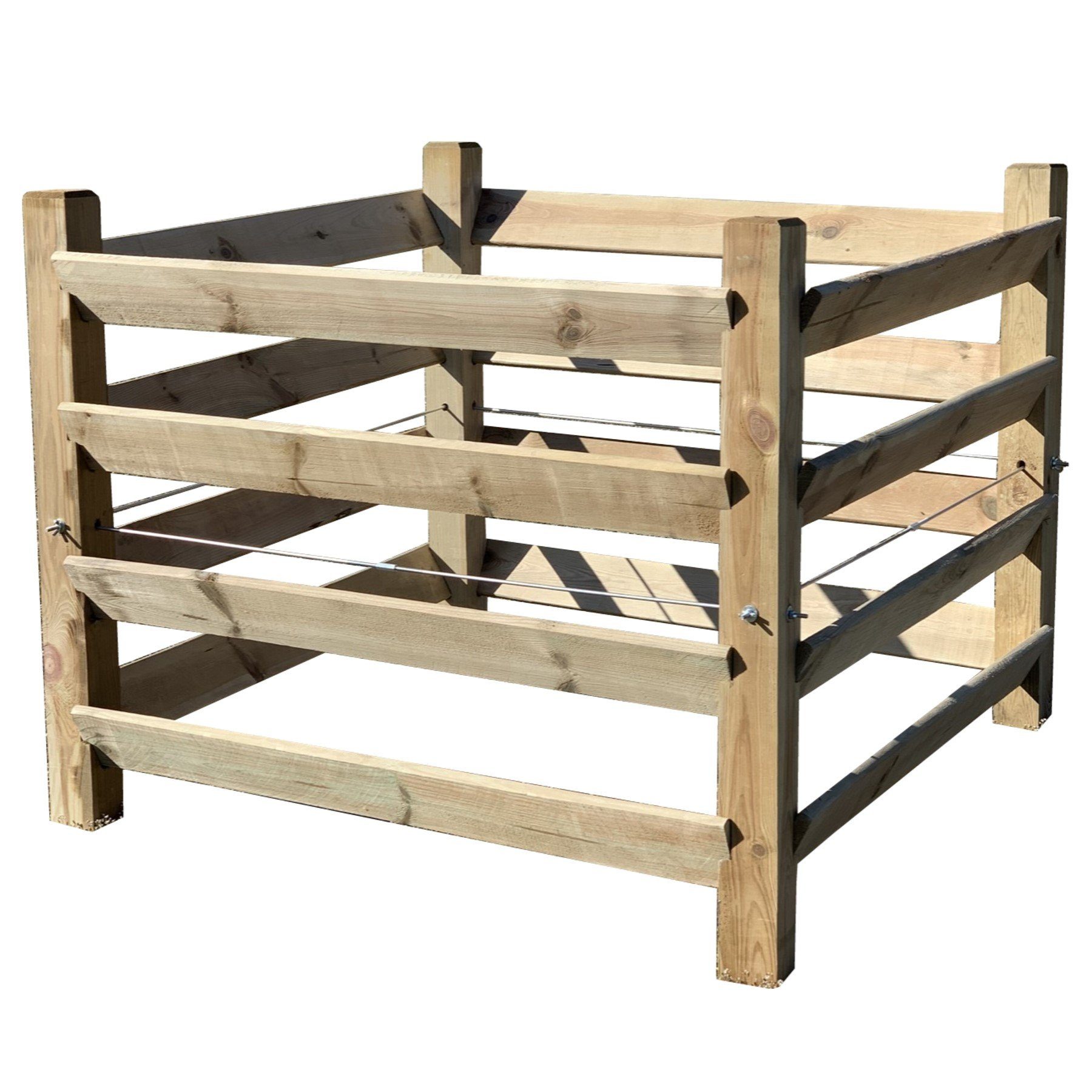 Loggyland Komposter Kompostsilo Bio - Komposter mit Zuganker 100x100x80cm, 650 l, (kompletter Holz Bausatz), einzeln entnehmbare Bretter, KDI