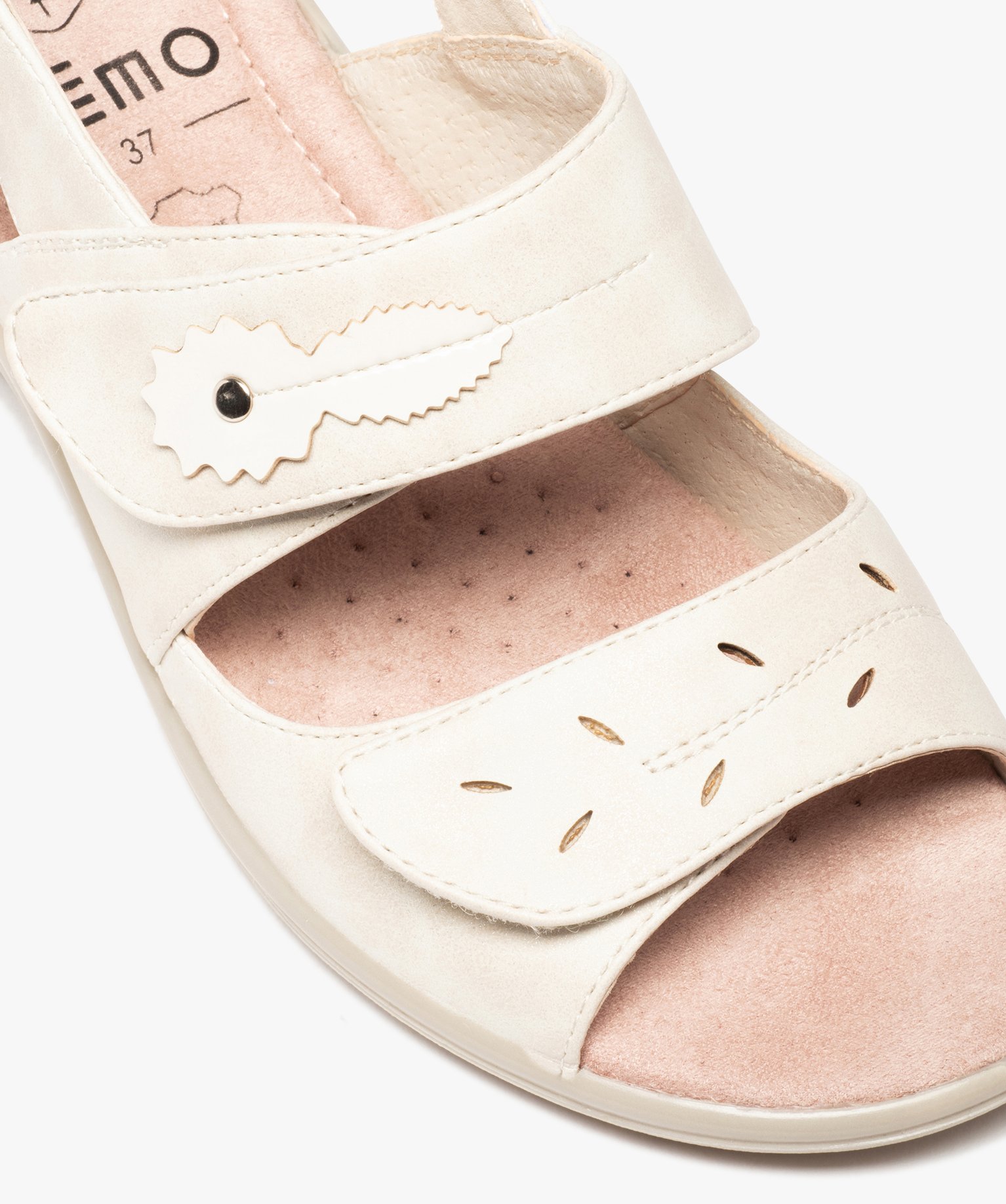 Sandales femme confort à talon et brides scratch noir | GEMO