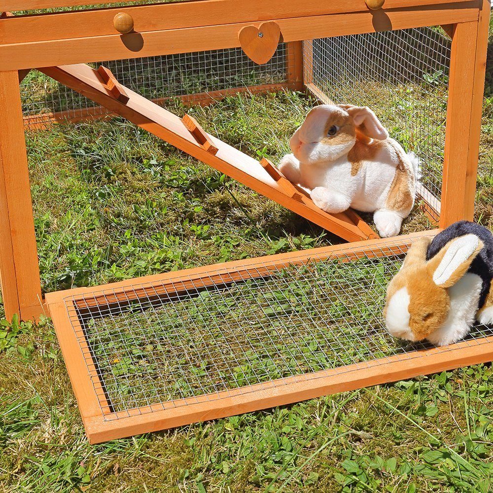 Melko Kleintierstall Kleintierstall Hasenstall Hühnerstall 2 Etagen Kaninchenstall Braun Kaninchen Käfig Gehege Stall Kaninchenkäfig Hasenkäfig Holz Freigehege, offener Boden