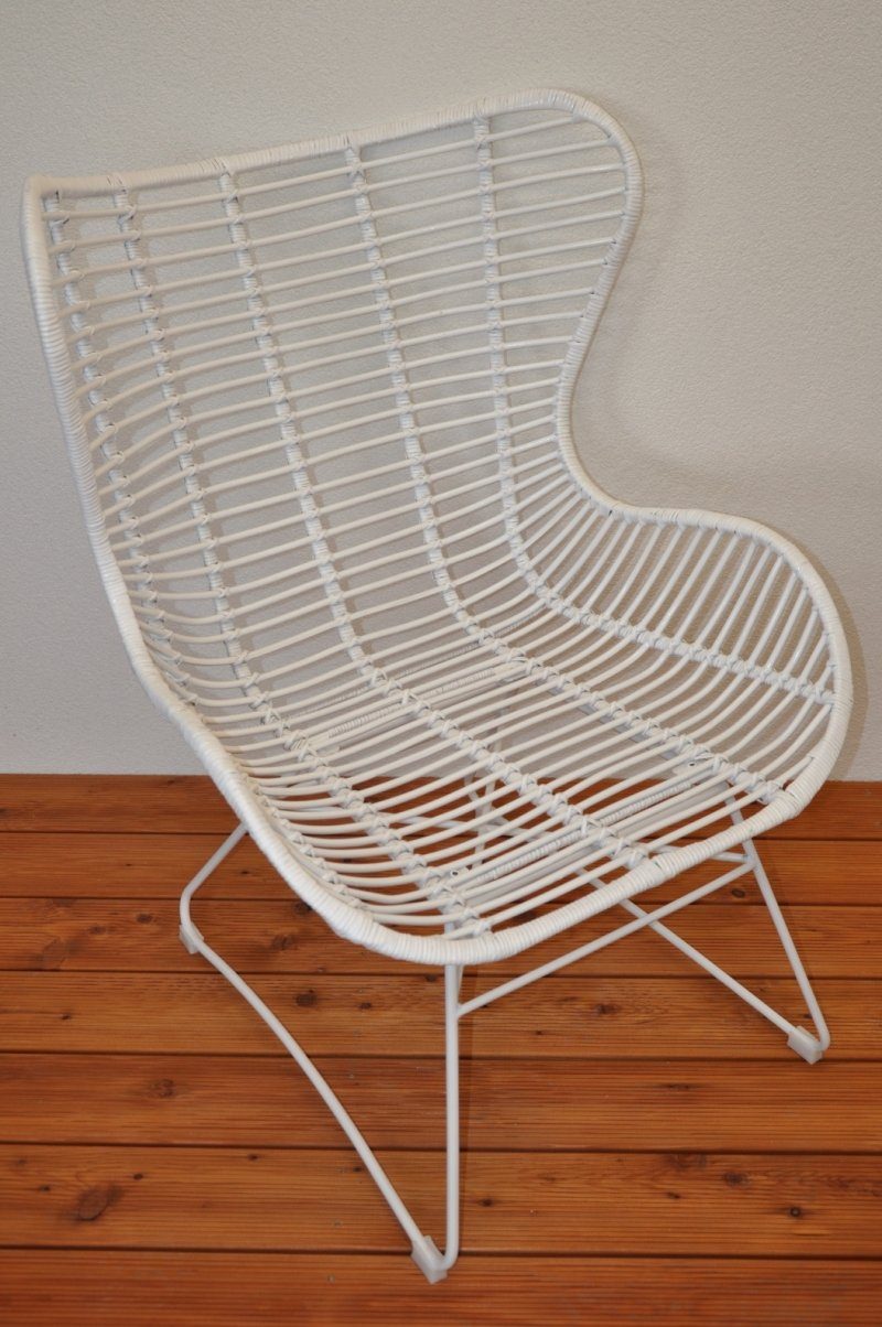 Rattani Rattanstuhl Rattanstuhl, Rattansessel Lagos Fb. weiß lackiert, Rattan + Metall