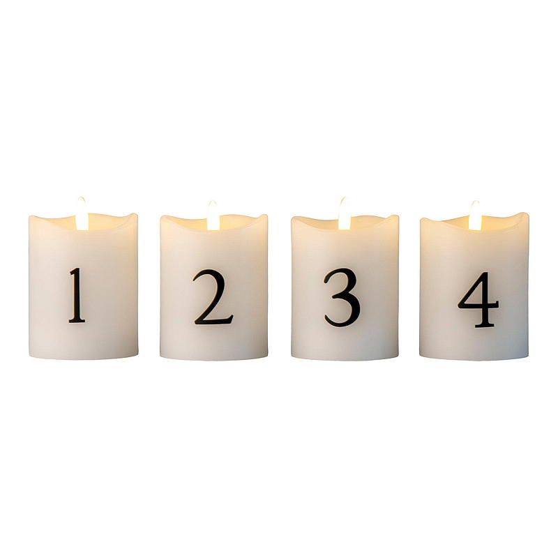 Vie Selected Adventslys 4-pk LED m/tall og fjernkontroll